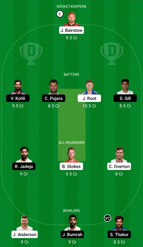 ENG vs IND – 5th Test, Dream 11