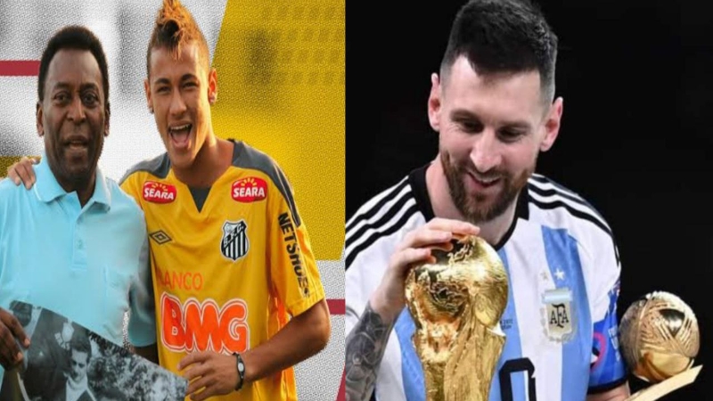 Messi gets congratulations from Neymar and Pele for winning the World Cup