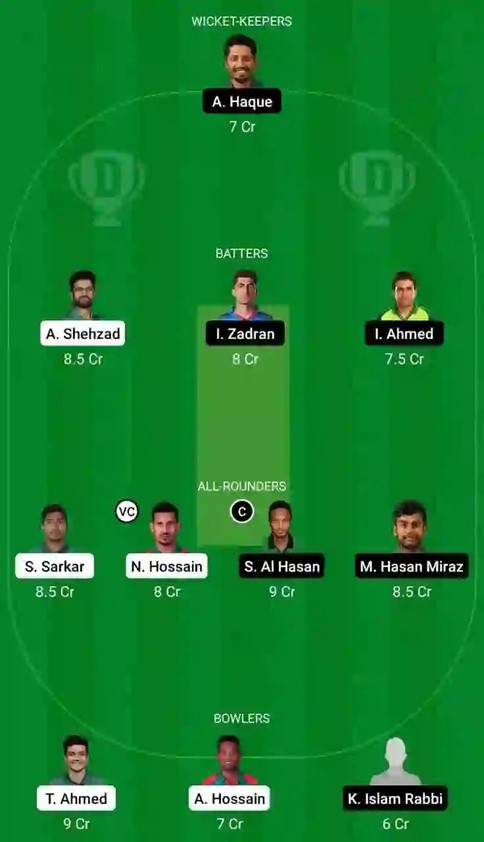 Dhaka Dominators vs Fortune Barishal Match 20 Dream 11