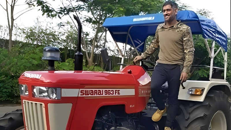 Dhoni planting strawberries with a tractor, video goes viral
