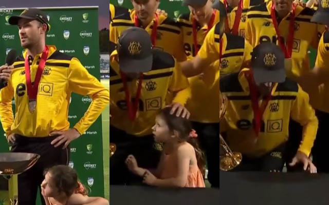 Marsh One-Day Cup final: Ashton Turner hides his daughter during victory photoshoot