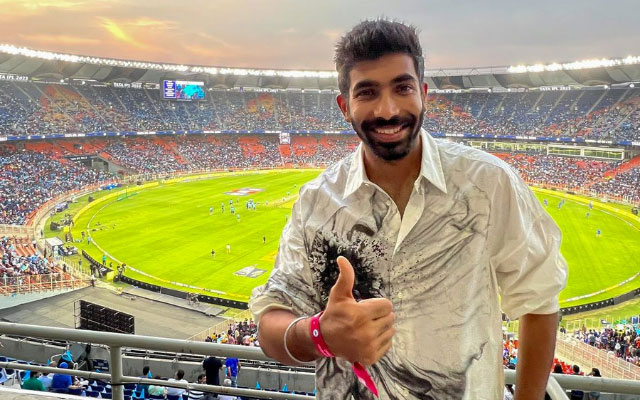 GT vs MI: Jasprit Bumrah spotted cheering for Mumbai Indians from stands in Ahmedabad