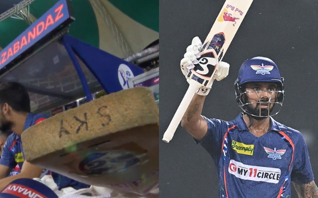 LSG vs RCB: KL Rahul uses bat with SKY written on it, picture goes viral