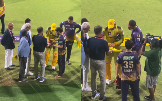 IPL 2023: Rinku Singh, Varun Chakravarthy get MS Dhoni's autograph on their jersey following KKR's victory against CSK