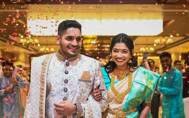 Tushar Deshpande gets engaged to Nabha Gaddamwar, shares pictures from ceremony