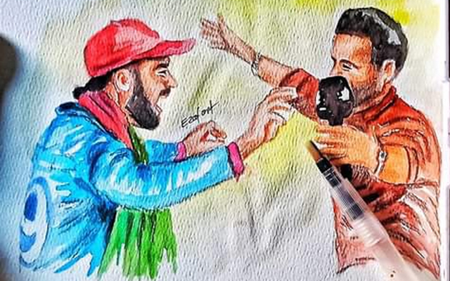 Irfan Pathan pleased with Afghan fan's beautiful artwork featuring him and Rashid Khan