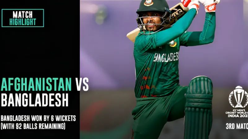 अफगानिस्तान बनाम बांग्लादेश, तीसरा मैच | आईसीसी क्रिकेट विश्व कप 2023